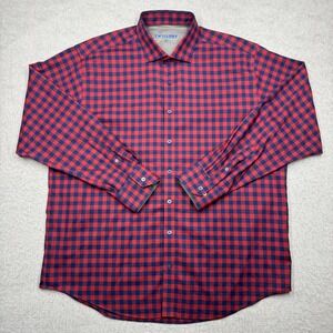 Twillory Performance Button Down Shirt Red Traditional Fit Men's 17.5 34-35